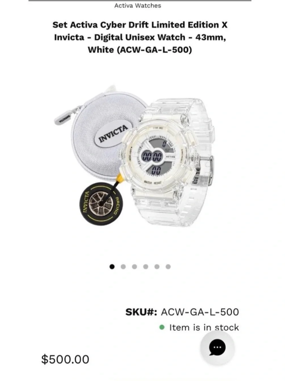 Invicta Clear/Transparent Digital Activa Sport Watch with Keychain & travel case